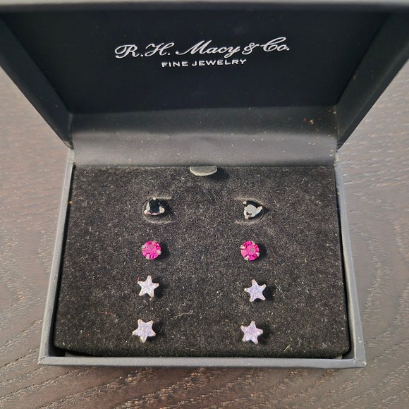 Rhona Sutton Jewelry - Rhona Sutton Colored Cubic Zirconia Stud Earrings - Set of 4 in Sterling Silver